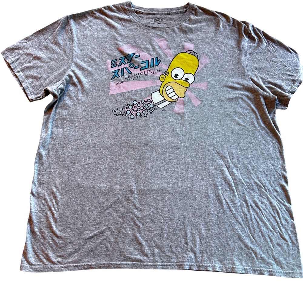 The Simpsons Mr Sparkle Homer Graphic T-Shirt Gray 2XL Mad Engine Mens Tee